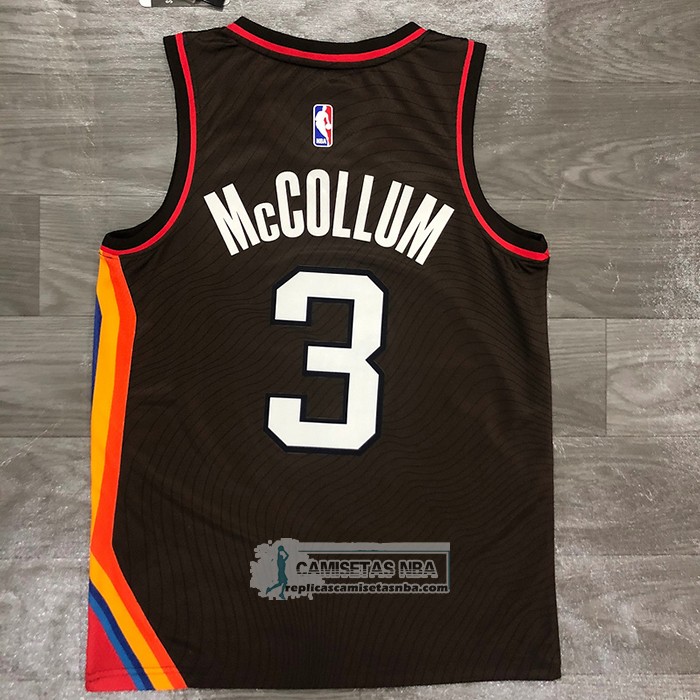 Camiseta Portland Trail Blazers CJ McCollum NO 3 Ciudad 2020-21 Marron